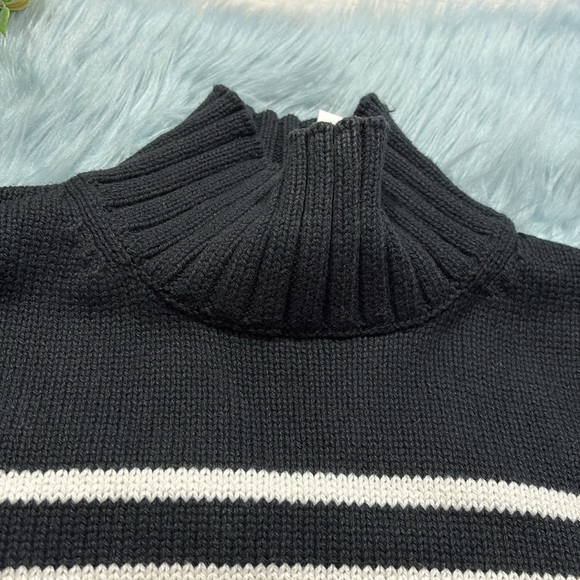 NWT J. Crew Cotton Turtleneck Sweater in Black Stripe Sz XXS - Picture 3 of 10
